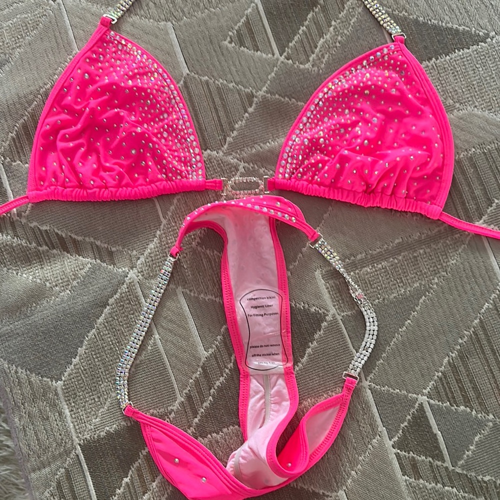 Pink Rhinestone Competiton Bikini Set - Picture 3 of 3